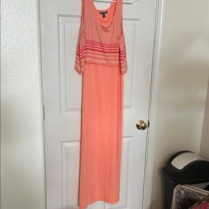 Allison Brittney Striped Coral Maxi Dress